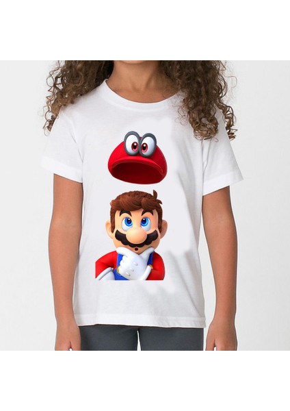 Super Mario Çocuk Tişört Beyaz Unisex