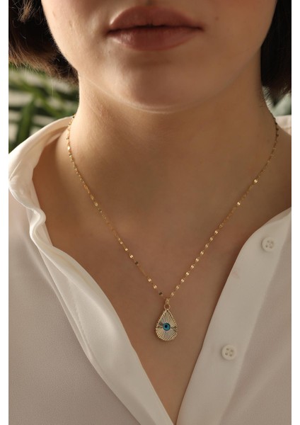 14 Ayar Altın Işıltılı Damla Göz Aynalı Zincir Kolye fırsatları