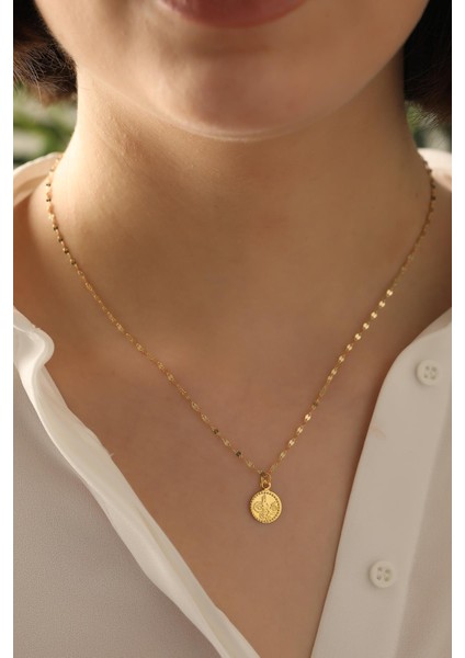 14 Ayar Altın Tuğra Aynalı Zincir Kolye fırsatları