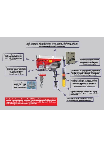 Gordon x - Elektrikli Vinç 500 Kg. 18 Mt.