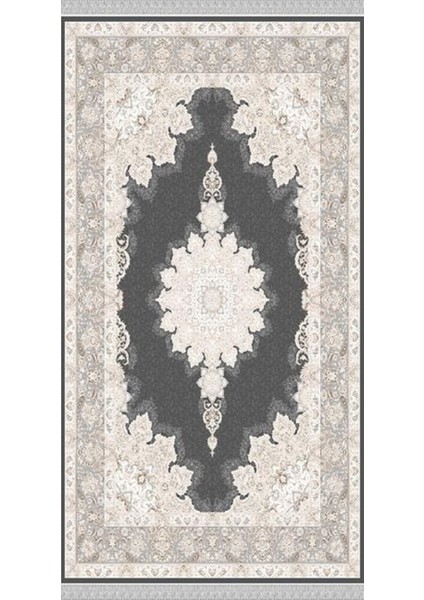 Decoser 2003 Klasik Desen Gri Kaymaz Pamuk Tabanlı Yıkanabilir Halı Kilim