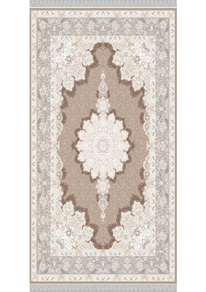Decoser 2009 Klasik Desen Bej Kaymaz Pamuk Tabanlı Yıkanabilir Halı Kilim