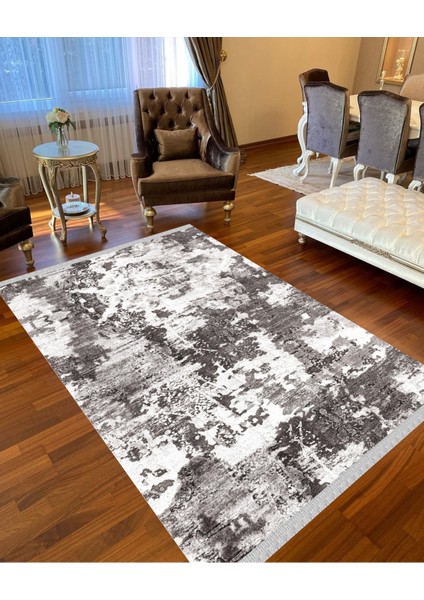 Decoser 8009 Gri Vizon Yıkanabilir Pamuk Tabanlı Kaymaz Kilim