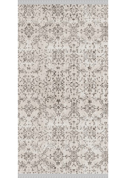 Decoser 4018 Beyaz Otantik Renk Kaymaz Yıkanabilir Kilim