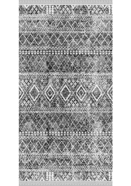Decoser 2032 Gri Iskandinav Desen Pamuk Tabanlı Kaymaz Yıkanabilir Halı Kilim