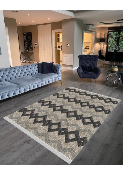 Decoser 2047 Gri Vizon Renk Pamuk Tabanlı Kaymaz Yıkanabilir Halı Kilim