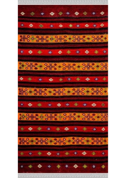 Decoser 2056 Otantik Kırmızı Renk Pamuk Tabanlı Kaymaz Yıkanabilir Halı Kilim