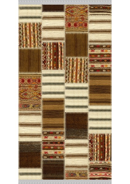 Decoser 4013 Patchwork Kahve Yıkanabilir Kilim