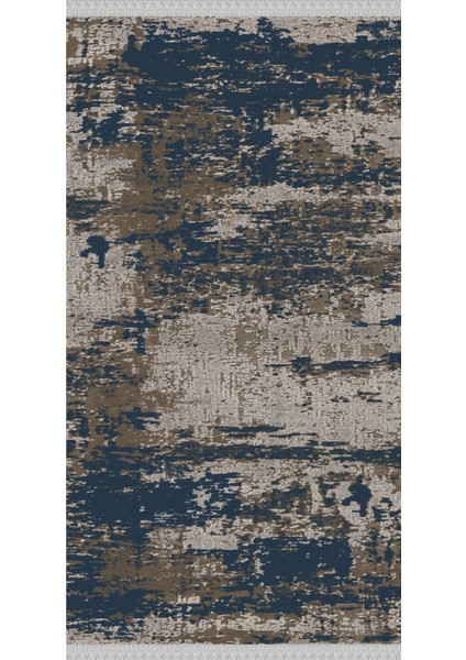 Decoser 4026 Bej Mavi Yıkanabilir Pamuk Kilim