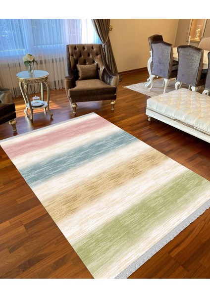 Decoser 8027 Renkli Yıkanabilir Pamuk Tabanlı Kaymaz Kilim