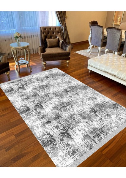 Decoser 8036 Gri Yıkanabilir Pamuk Tabanlı Kaymaz Kilim