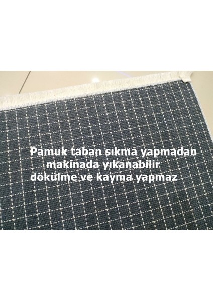 Decoser 3046 Beyaz Sarı Mermer Desen Yıkanabilir Pamuk Taban Kilim