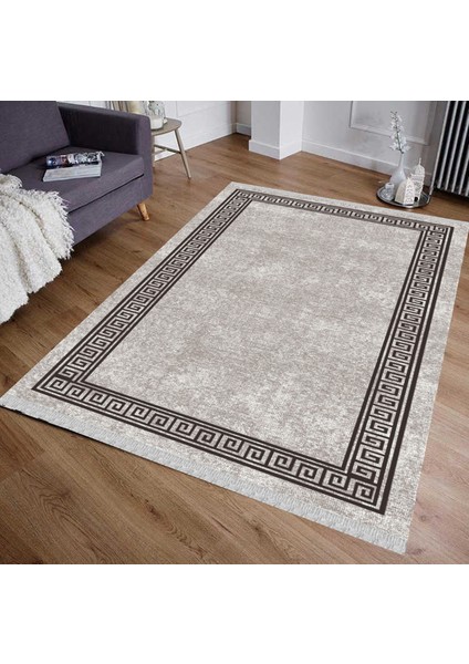 Decoser 5050 Yıkanabilir Gri Siyah Çerçeveli Kilim