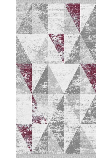 Decoser 4082 Gri Bordo Kaymaz Yıkanabilir Kilim