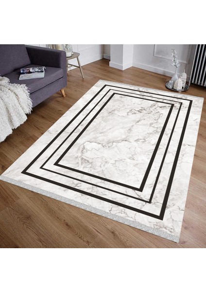 Decoser 5048 Gri Siyah Mermer Desenli Kilim
