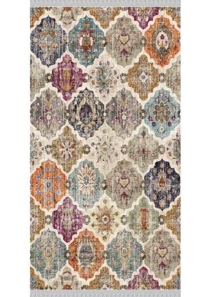 Decoser 8004 Renkli Yıkanabilir Pamuk Tabanlı Kaymaz Kilim