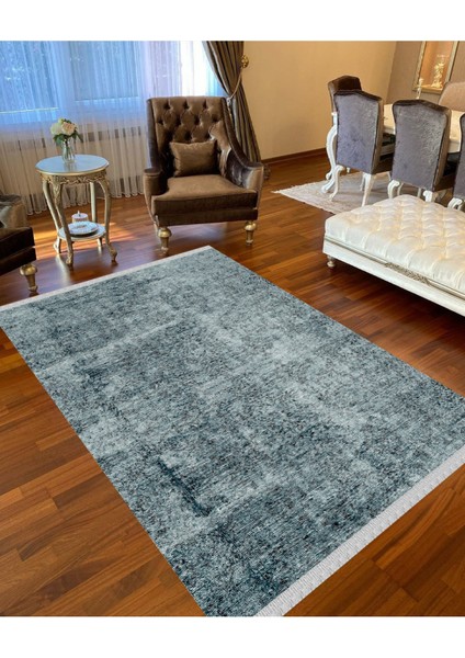 Decoser 4016 Mavi Modern Kaymaz Yıkanabilir Kilim