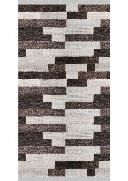 Decoser 4022 Kahverengi Petek Desenli Kaymaz Yıkanabilir Kilim