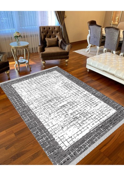 Decoser 4050 Gri Renk Kaymaz Yıkanabilir Kilim