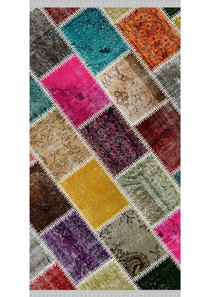 Decoser 4012 Patchwork Renkli Yıkanabilir Pamuk Taban Kilim