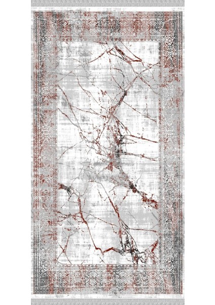Decoser 6025 Gri Turuncu Mermer Desen Kaymaz Yıkanabilir Kilim fiyatları