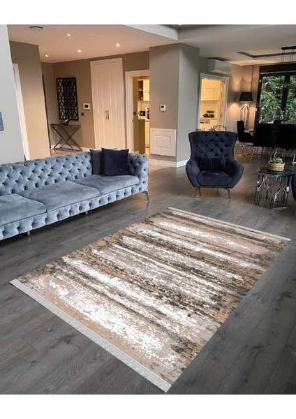 Decoser 6032 Kahverengi Düz Desen Kaymaz Yıkanabilir Kilim