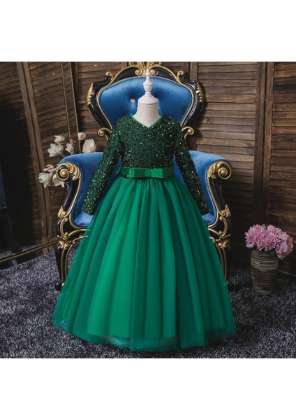 Yeşil Tarlatanlı Zara Payetli Çocuk Abiye - Kız Çocuk Elbise - Kız Çocuk Balo Elbise - Noel Elbise fiyatları