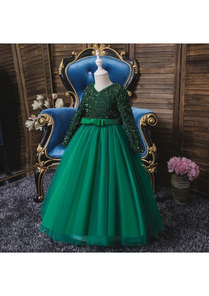 Yeşil Tarlatanlı Zara Payetli Çocuk Abiye - Kız Çocuk Elbise - Kız Çocuk Balo Elbise - Noel Elbise fırsatları