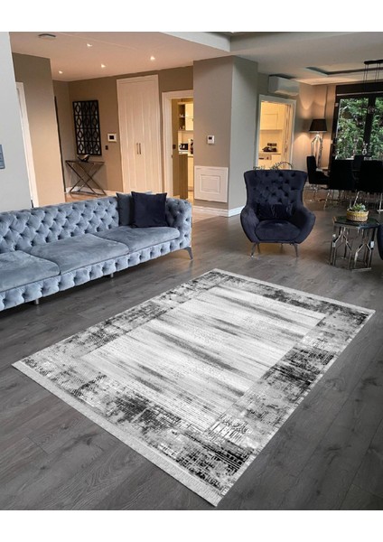 Decoser 6026 Gri Düz Desen Kaymaz Yıkanabilir Kilim