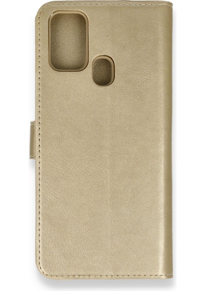 Samsung Galaxy M21 Kılıf Cüzdanlı Kapaklı Kılıf - Gold