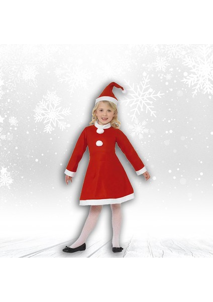 Yılbaşı Noel Polar Kumaş 2 Parça Kostüm Seti, 3/4 Yaş - Kız