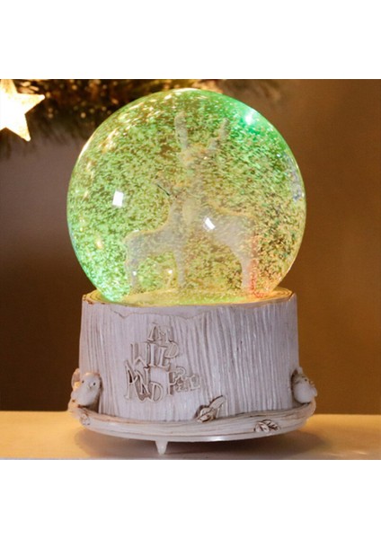 Geyik Büyük Boypüskürtmeli Işıklı Müzikli Kar Küresi