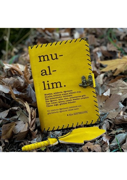 Öğretmene Hediye Muallime Deri Defter Sarı
