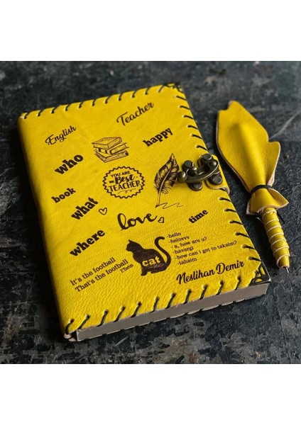 Ingilizce Öğretmenine Hediye Isme Özel Deri Defter