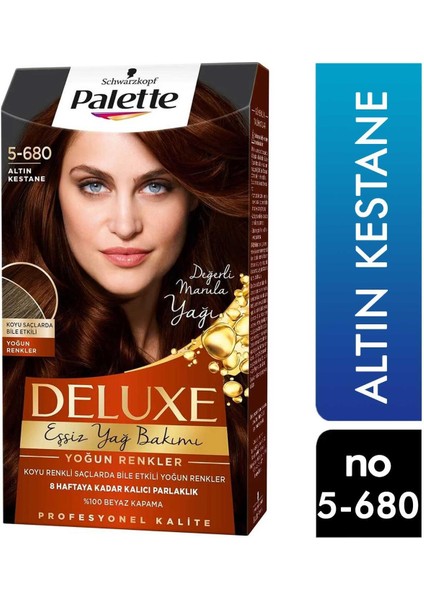 Palette Deluxe Eşsiz Yağ Bakımı Saç Boyası Altın Kestane 5-680 6281031271889 Saç B