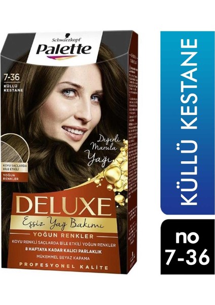 Palette Deluxe Eşsiz Yağ Bakımı Saç Boyası Küllü Kestane 7-36 6281031271612 Saç Bo