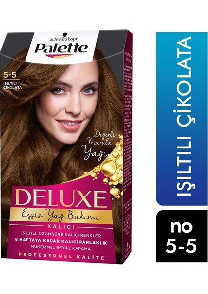 Palette Deluxe Eşsiz Yağ Bakımı Saç Boyası Işıltılı Çikolata 5-5 6281031272039 Saç