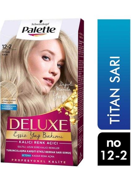 Palette Deluxe Eşsiz Yağ Bakımı Saç Boyası Titan Sarı 12-2 6281031271193 Saç Boyas