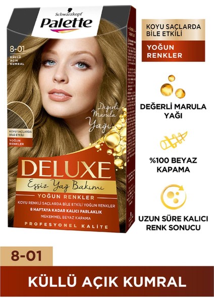 Palette Deluxe Yoğun Renkler Saç Boyası Küllü Açık Kumral 8-01 Saç Boyası fiyatları