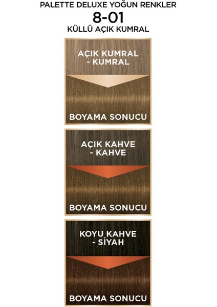Palette Deluxe Yoğun Renkler Saç Boyası Küllü Açık Kumral 8-01 Saç Boyası modelleri