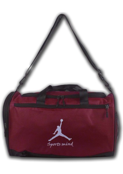 Kumaş 46 cm Seyahat Spor Fitness Omuz Çantası - Kırmızı
