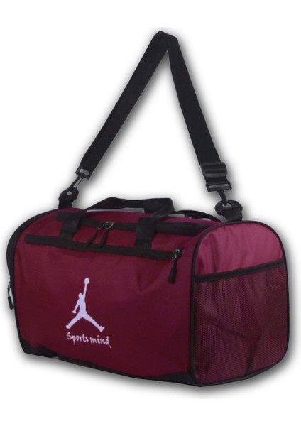 Kumaş 46 cm Seyahat Spor Fitness Omuz Çantası - Kırmızı