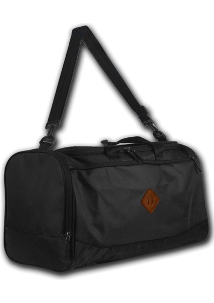 Kumaş 52 cm Seyahat Spor Fitness Omuz Çantası - Siyah
