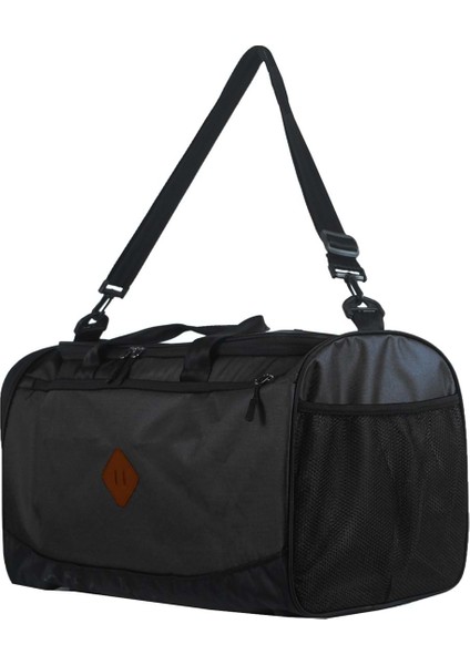 Kumaş 52 cm Seyahat Spor Fitness Omuz Çantası - Siyah
