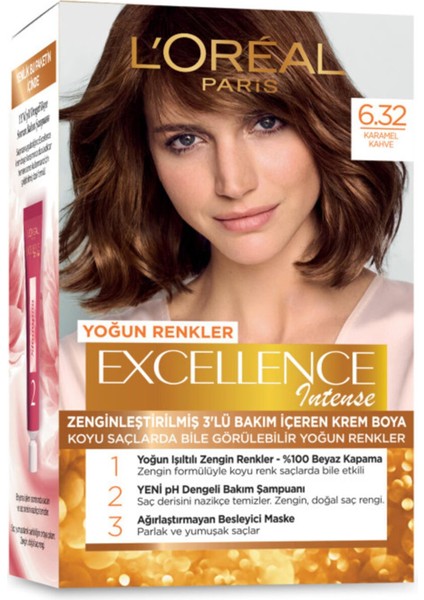 Loreal Paris L'oreal Paris L'oreal Excellence Intense Saç Boyası - 6.32 Karamel Kahve Saç Boyas