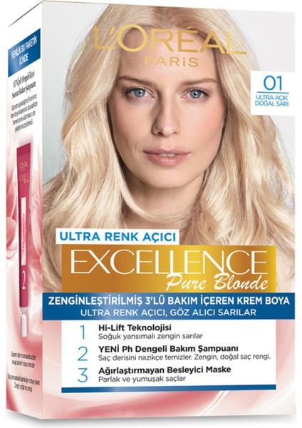 L'Oréal Paris Loreal Paris L'oreal Paris L'oreal Excellence Creme Sarı Boya 01 B.sup. Açık Doğal Sarı  Saç Boy