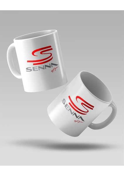 Ayrton Senna Logo Baskılı Beyaz Kahve Kupa Bardak fiyatları