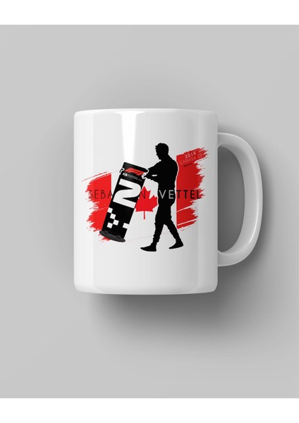 Sebastian Vettel Canada 2019 Baskılı Beyaz Kahve Kupa Bardak