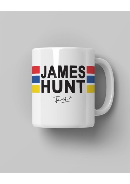 James Hunt Logo Baskılı Beyaz Kahve Kupa Bardak