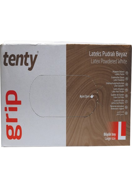 grip Tenty Latex Pudralı Eldiven L Beden 100'lü
